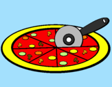 Disegno Pizza pitturato su patrizia