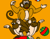 Disegno Scimmie giocoliere pitturato su edoardo