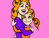Disegno Madre e figlia abbracciate pitturato su mariapia