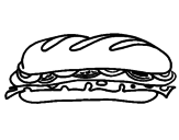 Disegno Panino vegetale  pitturato su panino