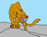 Disegno Tigre con affilati canini  pitturato su alessia