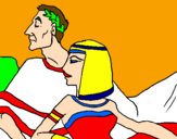 Disegno Cesare e Cleopatra  pitturato su federica 
