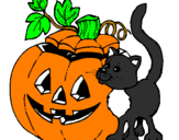 Disegno Zucca e gatto pitturato su alessia ottolina