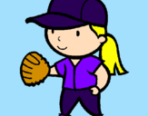 Disegno Giocatrice di baseball  pitturato su chiara 2001