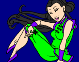 Disegno Principessa ninja  pitturato su Miriam S