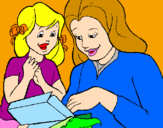 Disegno Madre e figlia  pitturato su mariapia