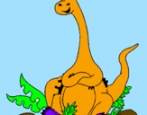 Disegno Diplodocus seduto  pitturato su riccardo