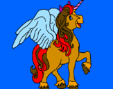 Disegno Unicorno con le ali  pitturato su christian