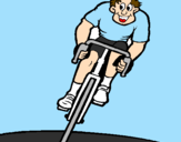 Disegno Ciclista con il berretto  pitturato su gabryel