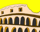 Disegno Colosseo pitturato su Colosseo