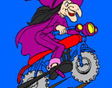 Disegno Strega in motocicletta  pitturato su nicolò martina
