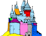 Disegno Castello medievale  pitturato su alfonso