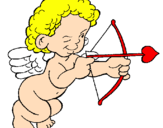 Disegno Cupido prende la mira  pitturato su FABIO
