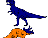 Disegno Triceratops e Tyrannosaurus Rex pitturato su dado