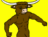 Disegno Testa di bufalo  pitturato su i