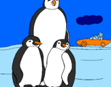 Disegno Famiglia pinguino  pitturato su pinguini