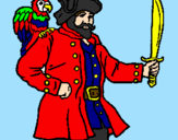 Disegno Pirata con il pappagallo  pitturato su FEDERICO