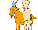 Disegno Bambino africano con una capra pitturato su PAOLO
