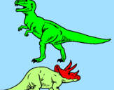 Disegno Triceratops e Tyrannosaurus Rex pitturato su anto