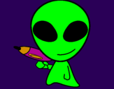 Disegno Alieno II pitturato su 009