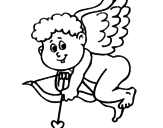 Disegno Cupido pitturato su sara 