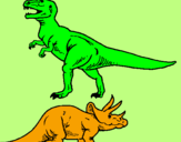 Disegno Triceratops e Tyrannosaurus Rex pitturato su kevin.