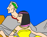 Disegno Cesare e Cleopatra  pitturato su luca