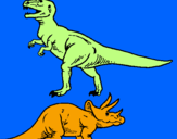 Disegno Triceratops e Tyrannosaurus Rex pitturato su dani