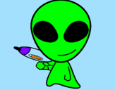 Disegno Alieno II pitturato su FABIO