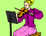 Disegno Dama violinista  pitturato su sofia