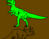 Disegno Triceratops e Tyrannosaurus Rex pitturato su SALVO