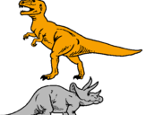 Disegno Triceratops e Tyrannosaurus Rex pitturato su LUIGI