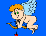 Disegno Cupido pitturato su margherita.