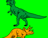 Disegno Triceratops e Tyrannosaurus Rex pitturato su pasquale