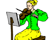 Disegno Dama violinista  pitturato su Peppe 16