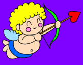 Disegno Cupido  pitturato su sofia