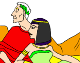Disegno Cesare e Cleopatra  pitturato su godzilla
