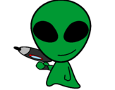Disegno Alieno II pitturato su enrico