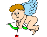 Disegno Cupido pitturato su DIEGO