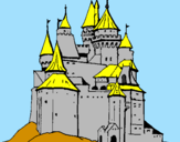 Disegno Castello medievale  pitturato su biagio