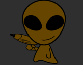 Disegno Alieno II pitturato su paolo