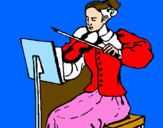 Disegno Dama violinista  pitturato su Domenico A.