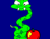 Disegno Serpente con la mela  pitturato su alysèe eclaudio