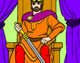 Disegno Cavaliere Re  pitturato su il re Per Nacchia