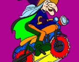 Disegno Strega in motocicletta  pitturato su stefano 11 maggio