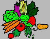 Disegno verdure  pitturato su martina rossi