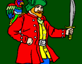 Disegno Pirata con il pappagallo  pitturato su dddd