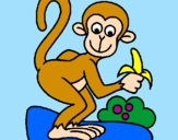 Disegno Scimmietta  pitturato su vincenzo pio 3anni
