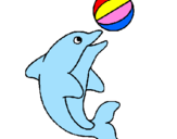 Disegno Delfino con una palla  pitturato su gariele