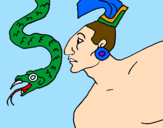 Disegno Serpente e guerriero pitturato su     angelobianco